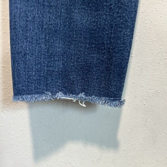 Kancan Womens Jeans 3/25 Blue Stretch Mid Rise Distressed Logo Faded Whiskered - Picture 6 of 15